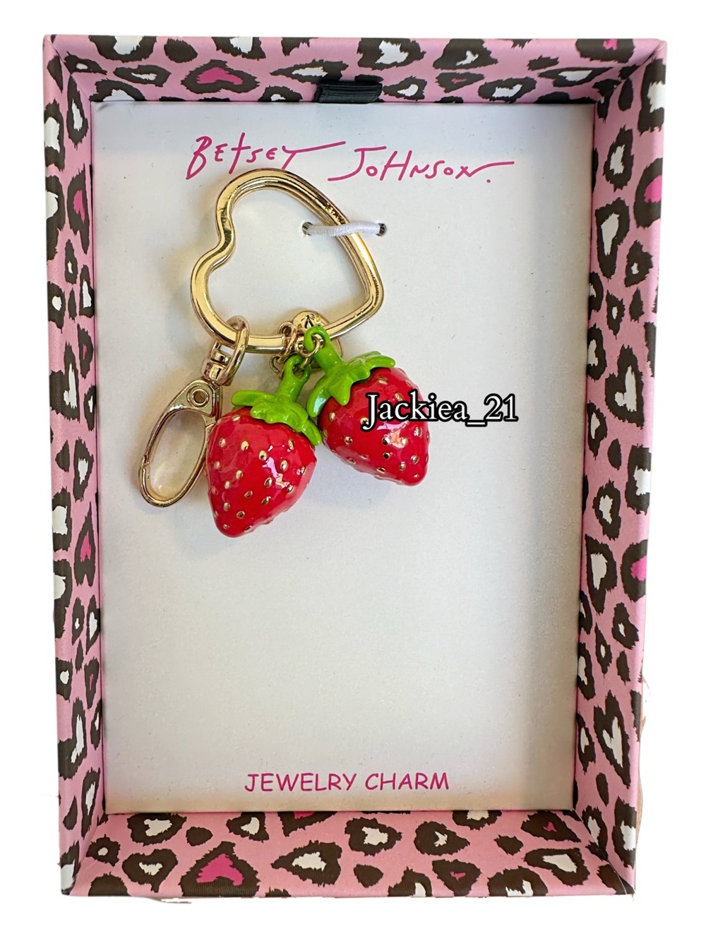 Betsey Johnson Red Strawberry Heart Keychain Charm